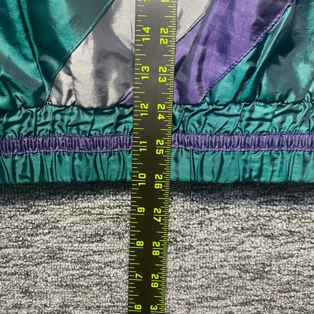 Vintage Outbrook Windbreaker Jacket Womens L Large Teal Purple Plaid Colorblock